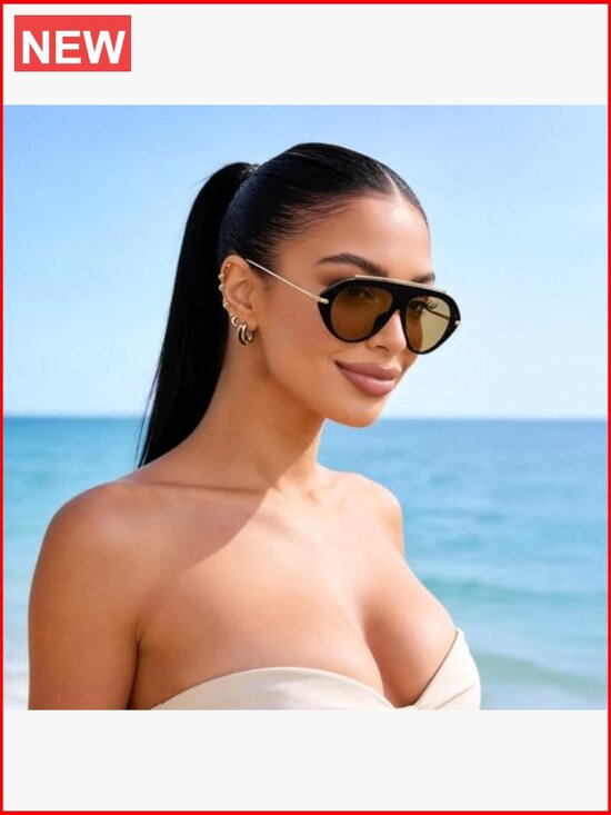 Retro Aviator Sunglasses Oversized Vintage Metal Frame UV400 Protection main image 4
